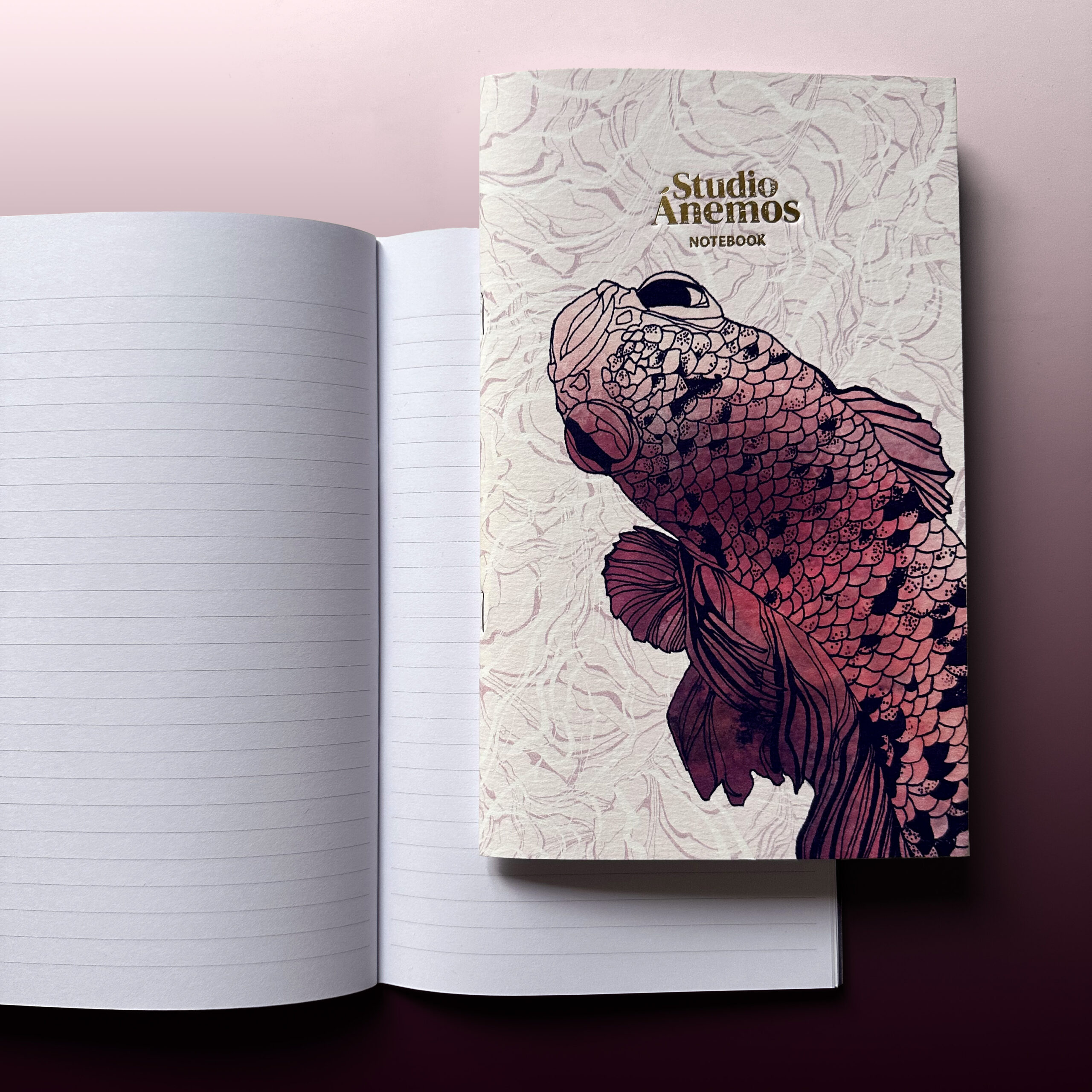 Betta notebook ouvert - Rose 2